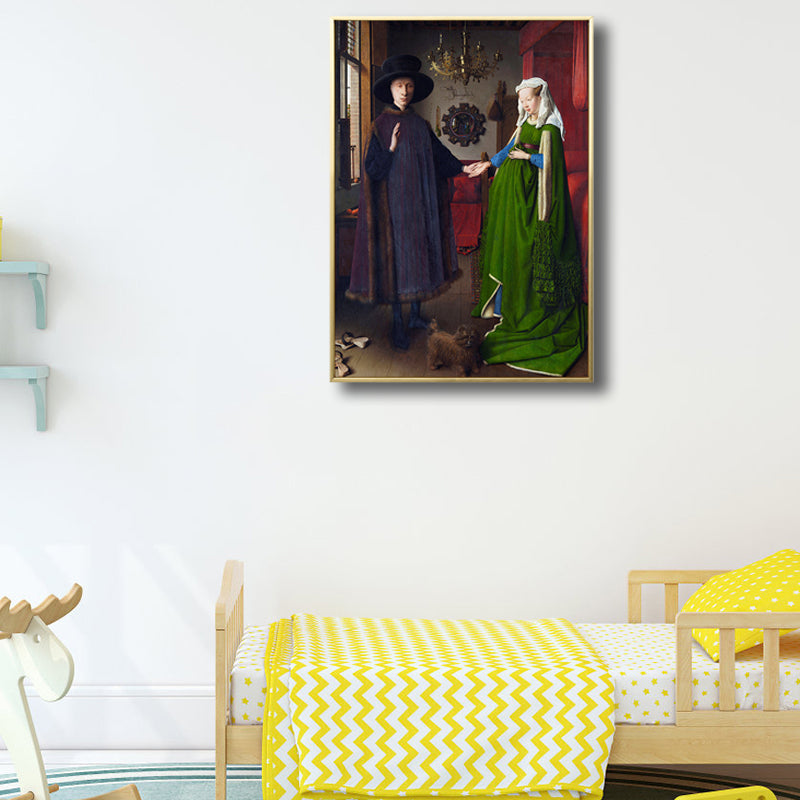 Brehn | Arnolfini-Porträt Wanddekoration Jugendstil klassische Figurenmalerei in Grün für Zuhause