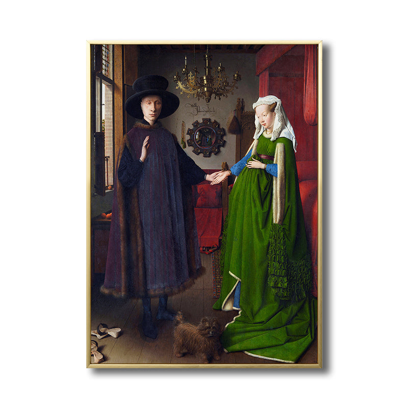 Brehn | Arnolfini-Porträt Wanddekoration Jugendstil klassische Figurenmalerei in Grün für Zuhause