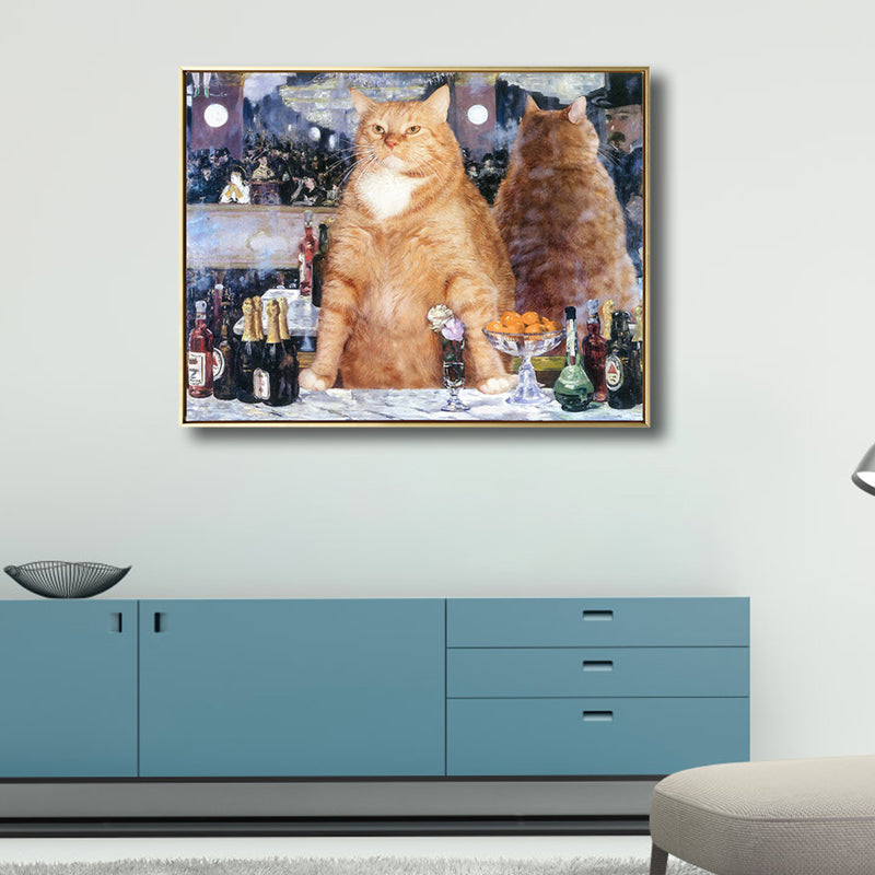 Brehn | Illustration Dicke Katze Wandkunst Druck Sanfte Farbe Modernes Wanddekor für Esszimmer