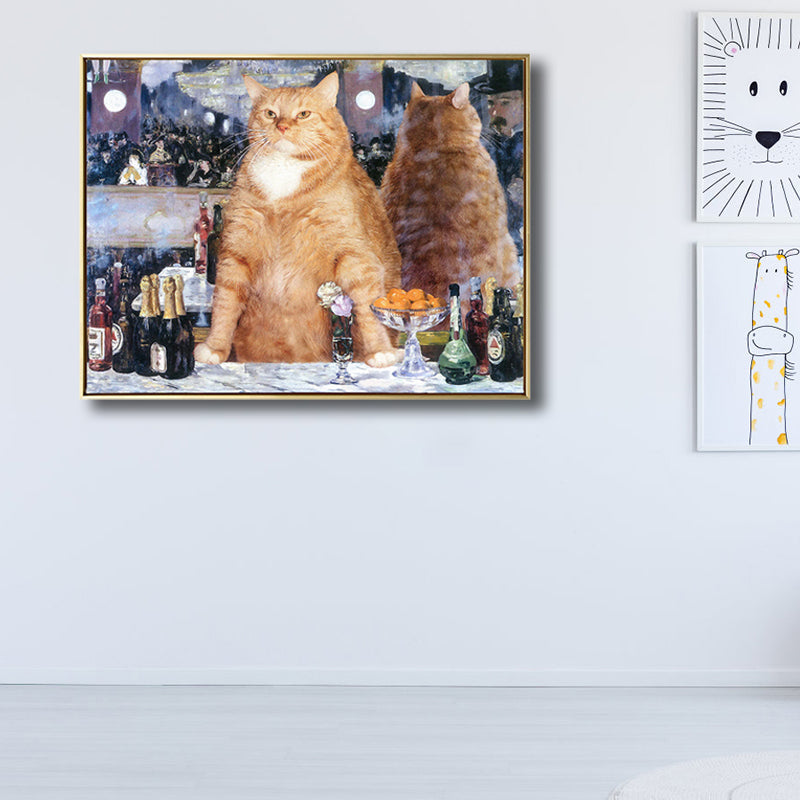 Brehn | Illustration Dicke Katze Wandkunst Druck Sanfte Farbe Modernes Wanddekor für Esszimmer