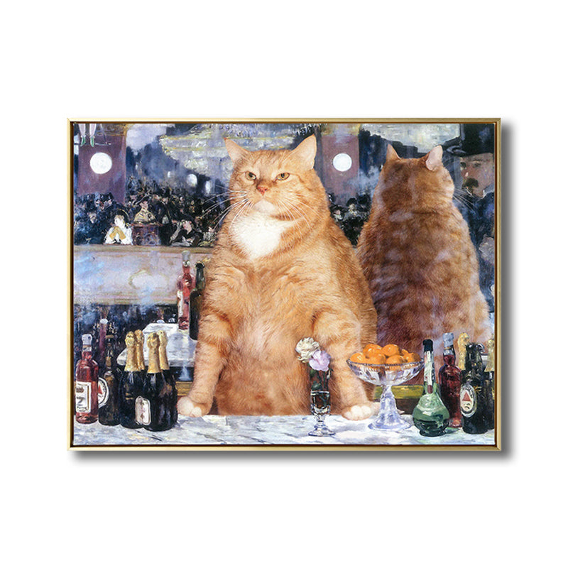 Brehn | Illustration Dicke Katze Wandkunst Druck Sanfte Farbe Modernes Wanddekor für Esszimmer