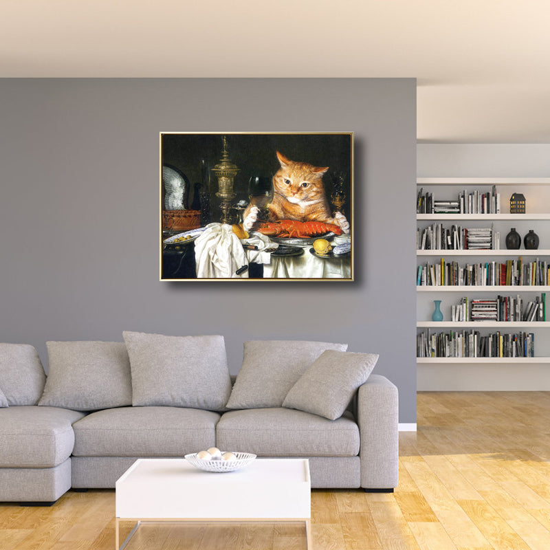 Brehn | Illustration Dicke Katze Wandkunst Druck Sanfte Farbe Modernes Wanddekor für Esszimmer