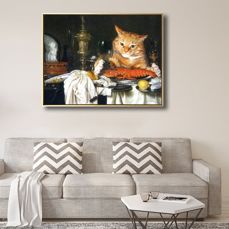 Brehn | Illustration Dicke Katze Wandkunst Druck Sanfte Farbe Modernes Wanddekor für Esszimmer