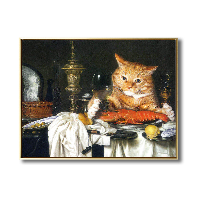 Brehn | Illustration Dicke Katze Wandkunst Druck Sanfte Farbe Modernes Wanddekor für Esszimmer