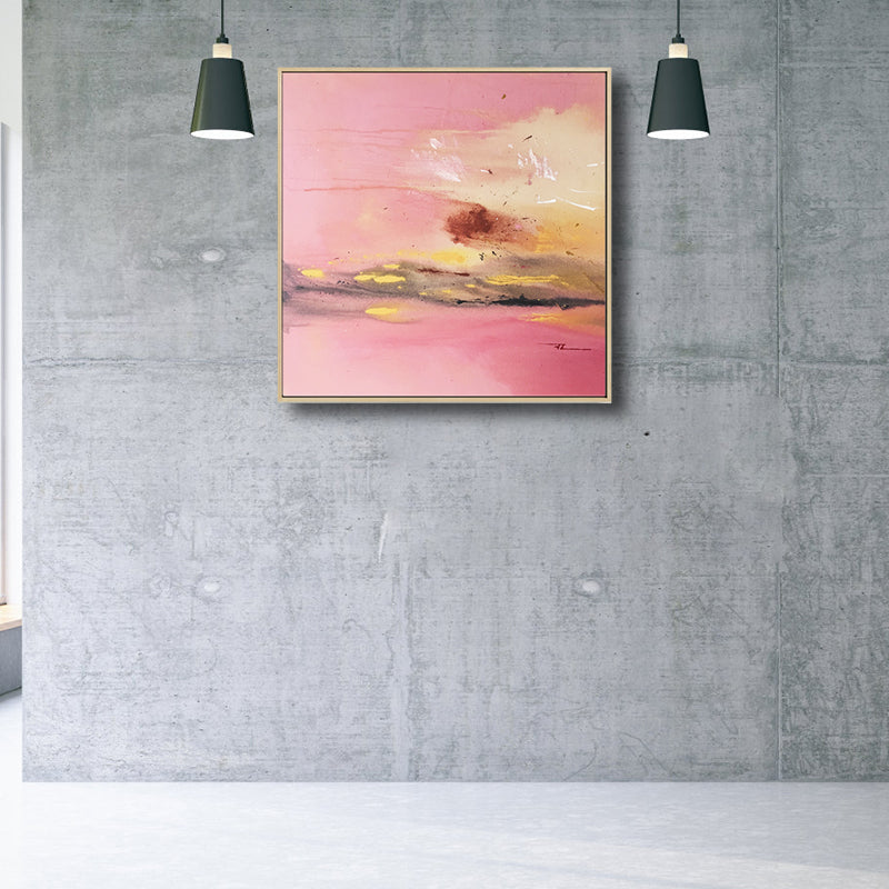 Brehn | Dunkle Nacht See Szene Malerei Abstrakt Traditionelle Texturierte Leinwand Kunst für Zuhause