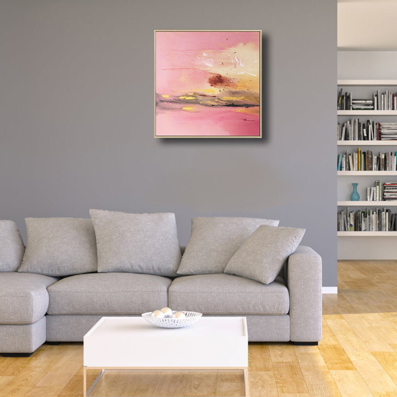 Brehn | Dunkle Nacht See Szene Malerei Abstrakt Traditionelle Texturierte Leinwand Kunst für Zuhause