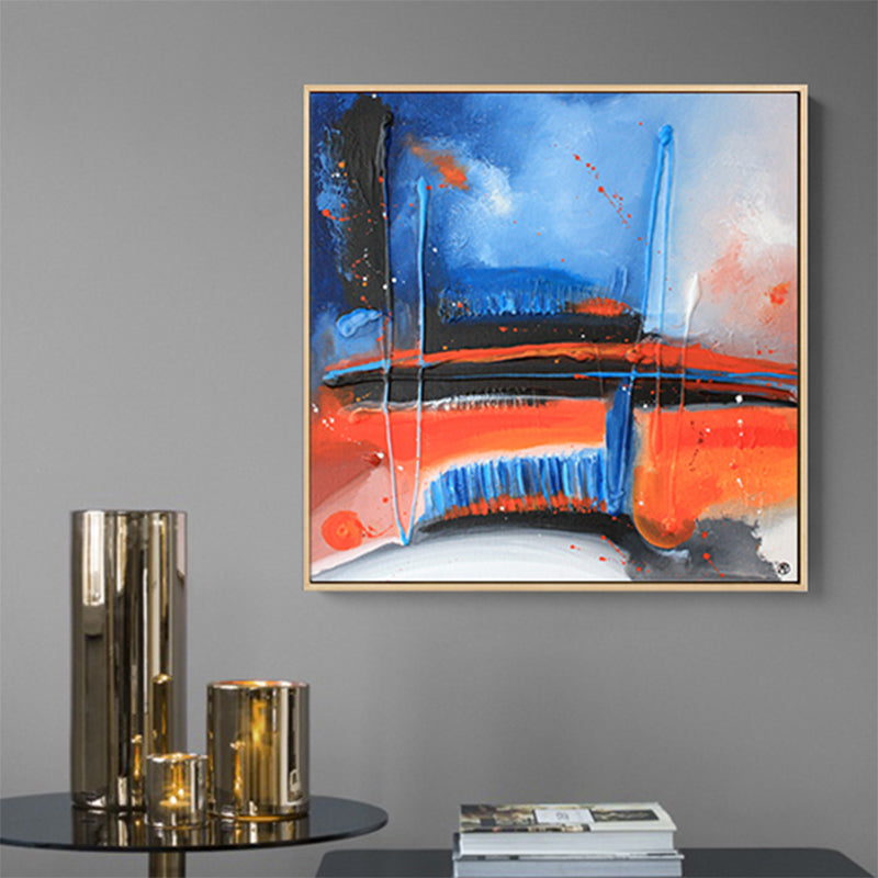 Brehn | Dunkle Nacht See Szene Malerei Abstrakt Traditionelle Texturierte Leinwand Kunst für Zuhause