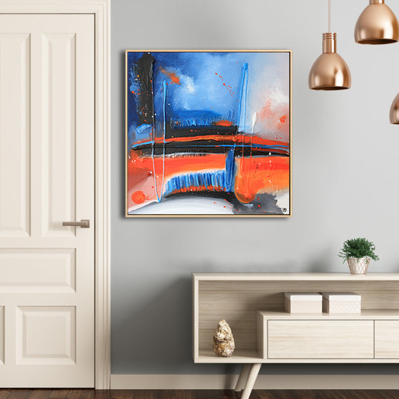 Brehn | Dunkle Nacht See Szene Malerei Abstrakt Traditionelle Texturierte Leinwand Kunst für Zuhause