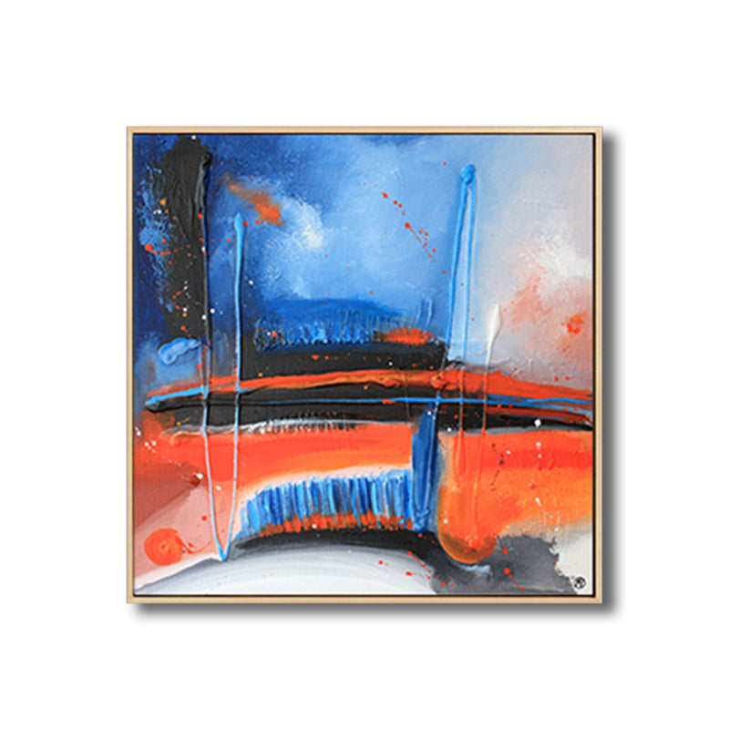 Brehn | Dunkle Nacht See Szene Malerei Abstrakt Traditionelle Texturierte Leinwand Kunst für Zuhause