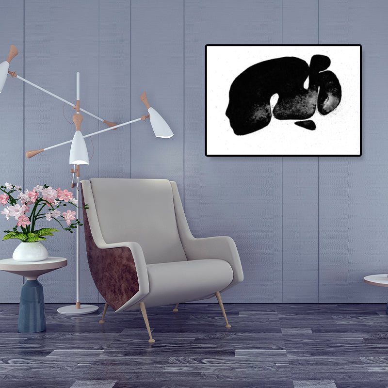 Brehn | Handbedruckte Muster Wandkunst Deko Mädchen Schlafzimmer Abstrakt Leinwanddruck in Schwarz
