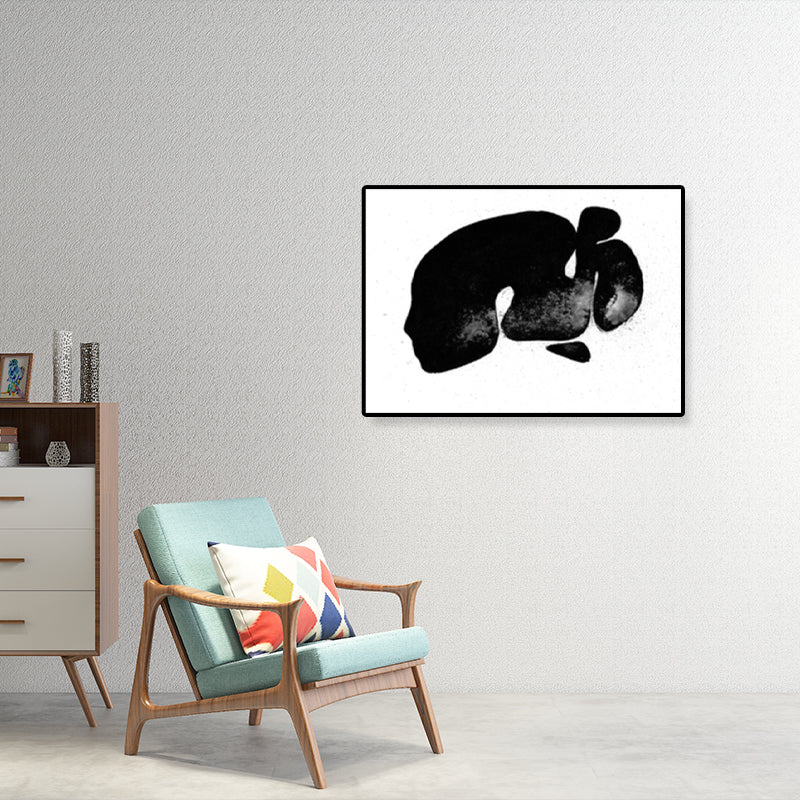 Brehn | Handbedruckte Muster Wandkunst Deko Mädchen Schlafzimmer Abstrakt Leinwanddruck in Schwarz