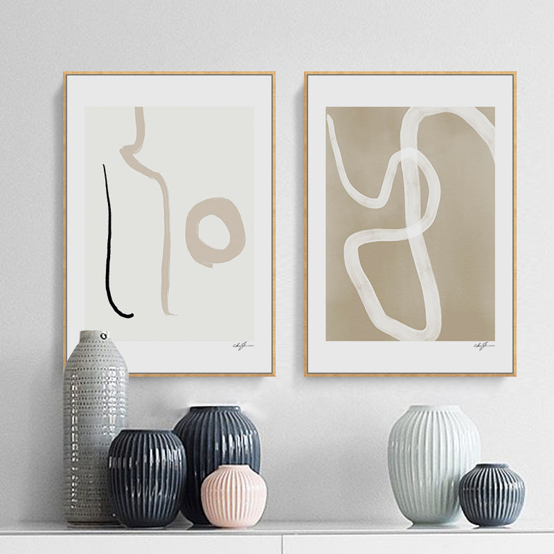 Brehn | Handbedruckte Leinwandkunst Helle Farbe Abstrakter Expressionismus Wanddekoration für das Schlafzimmer