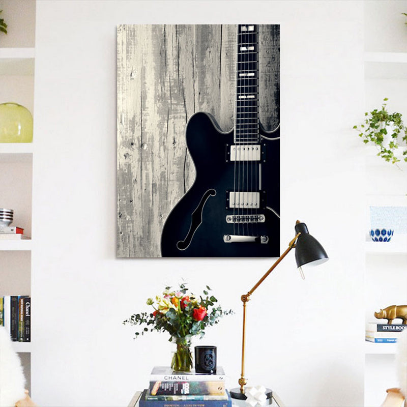Brehn | Foto Gitarren Leinwanddruck Modernistisch Nostalgisch Musikinstrument Wandkunst in Schwarz