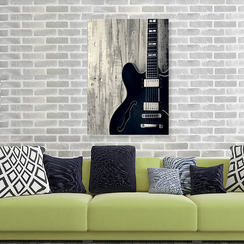 Brehn | Foto Gitarren Leinwanddruck Modernistisch Nostalgisch Musikinstrument Wandkunst in Schwarz