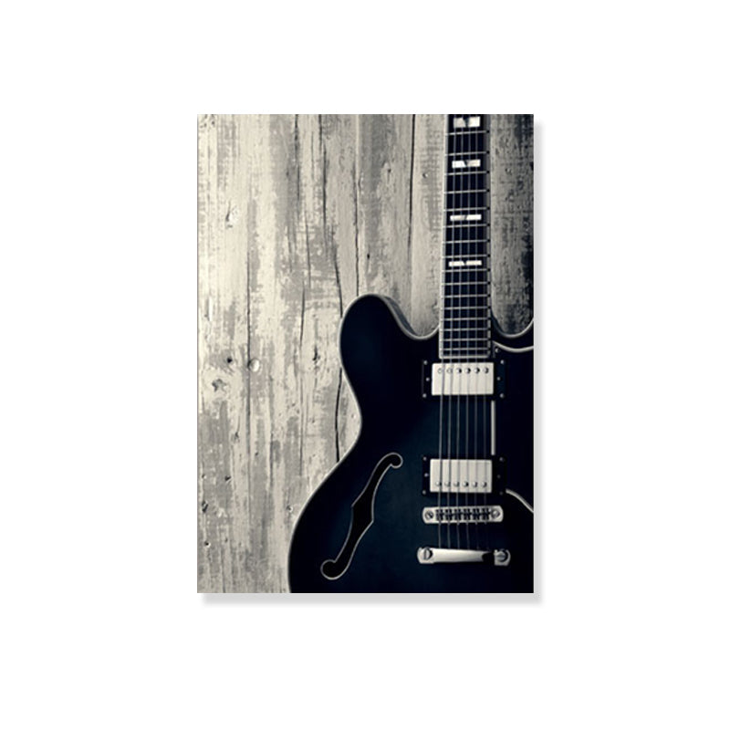 Brehn | Foto Gitarren Leinwanddruck Modernistisch Nostalgisch Musikinstrument Wandkunst in Schwarz