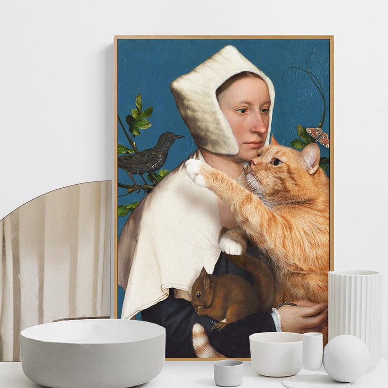 Brehn | Nun und Cat Wandkunst Brauner Zeitgenössischer Leinwanddruck für das Esszimmer, Verschiedene Größen