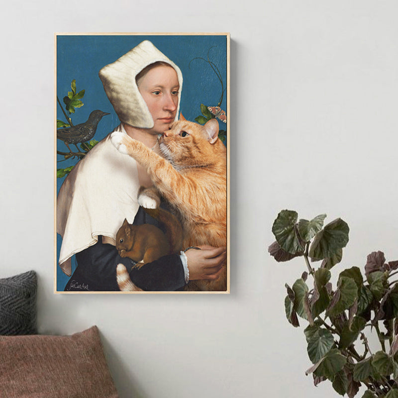 Brehn | Nun und Cat Wandkunst Brauner Zeitgenössischer Leinwanddruck für das Esszimmer, Verschiedene Größen