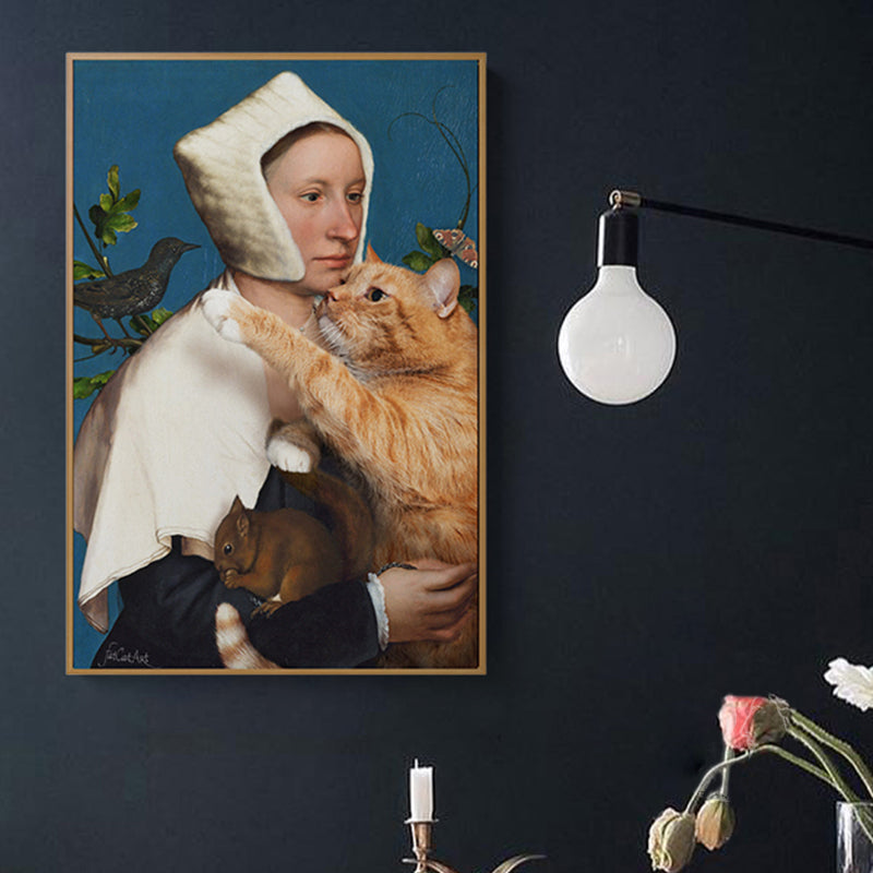 Brehn | Nun und Cat Wandkunst Brauner Zeitgenössischer Leinwanddruck für das Esszimmer, Verschiedene Größen