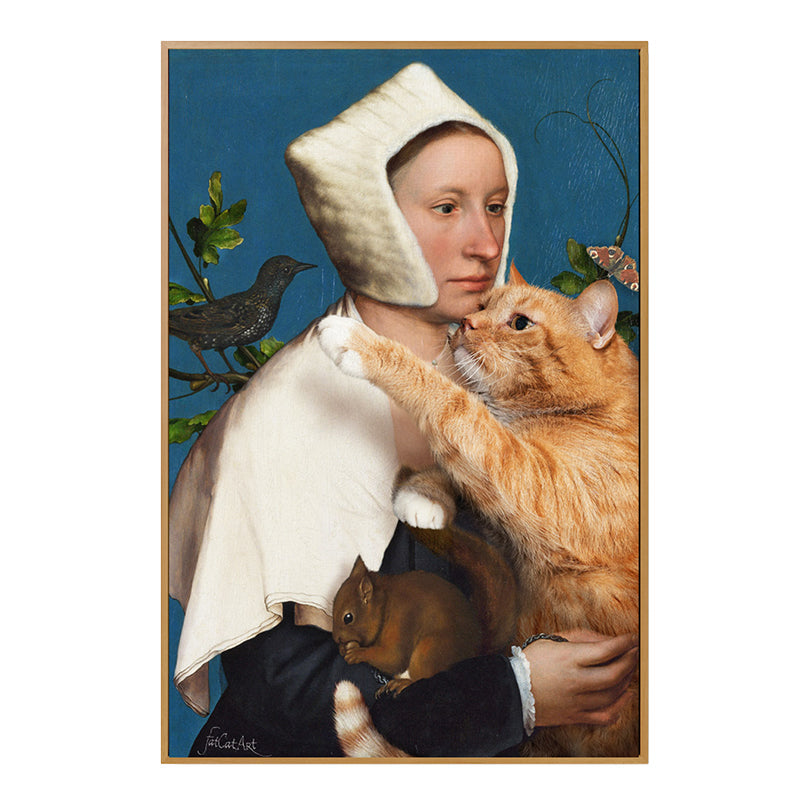 Brehn | Nun und Cat Wandkunst Brauner Zeitgenössischer Leinwanddruck für das Esszimmer, Verschiedene Größen