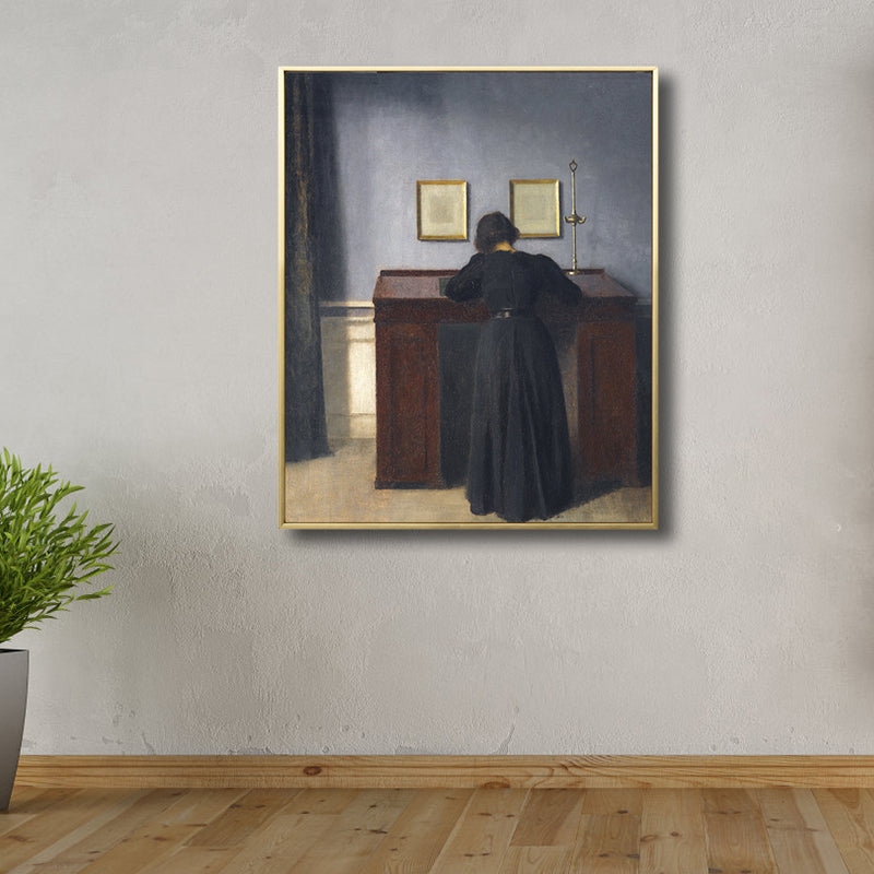 Brehn | Renaissance Leinwanddruck Dunkelfarbige Malerei Rücken der Frau Wandkunst für Wohnzimmer