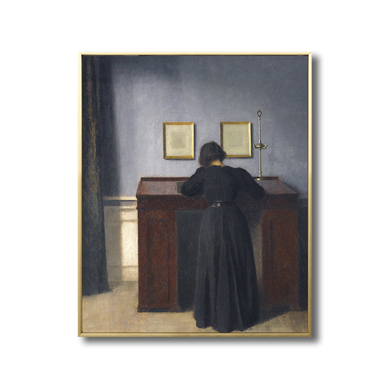 Brehn | Renaissance Leinwanddruck Dunkelfarbige Malerei Rücken der Frau Wandkunst für Wohnzimmer