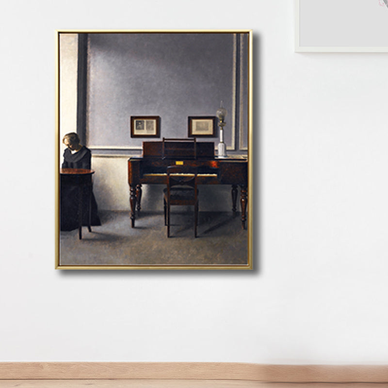 Brehn | Renaissance Leinwanddruck Dunkelfarbige Malerei Rücken der Frau Wandkunst für Wohnzimmer