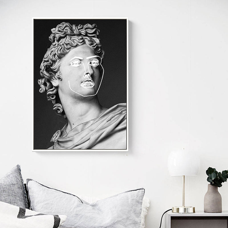 Brehn | Grau Putz Griechische Statue Kunst Druck Texturiert Moderner Stil Wohnzimmer Wand Dekoration