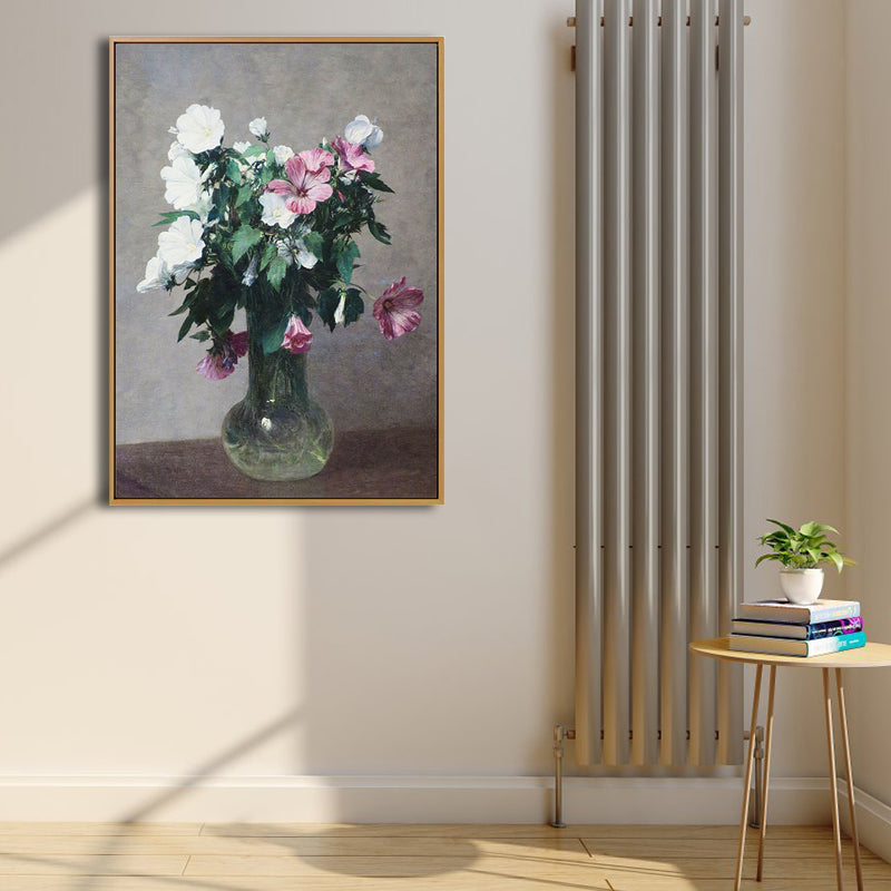 Brehn | Schöne Vase mit Blumen Kunstdruck Schlafzimmer Stilllebenmalerei in Grün, Mehrere Größen verfügbar