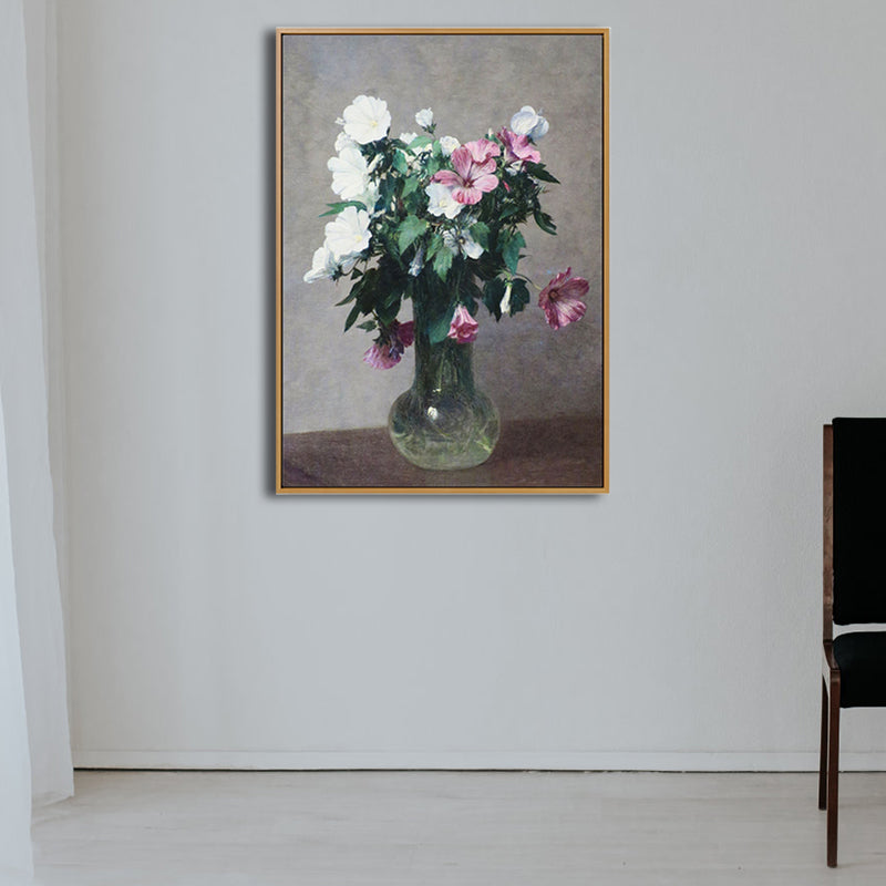 Brehn | Schöne Vase mit Blumen Kunstdruck Schlafzimmer Stilllebenmalerei in Grün, Mehrere Größen verfügbar