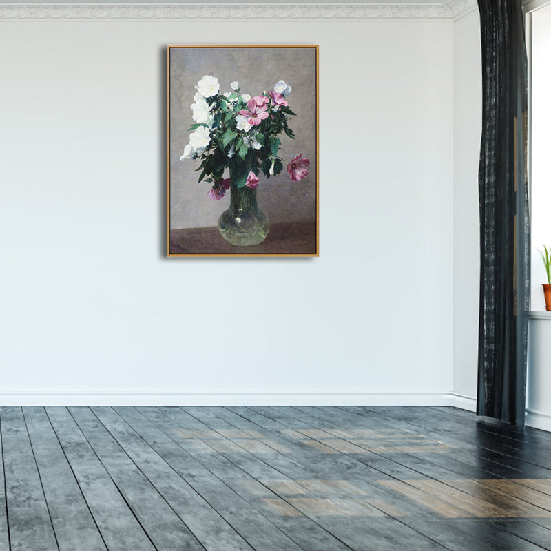 Brehn | Schöne Vase mit Blumen Kunstdruck Schlafzimmer Stilllebenmalerei in Grün, Mehrere Größen verfügbar