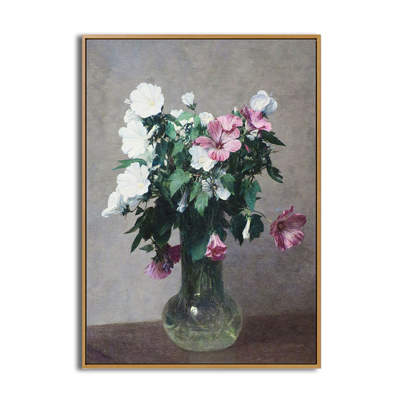 Brehn | Schöne Vase mit Blumen Kunstdruck Schlafzimmer Stilllebenmalerei in Grün, Mehrere Größen verfügbar
