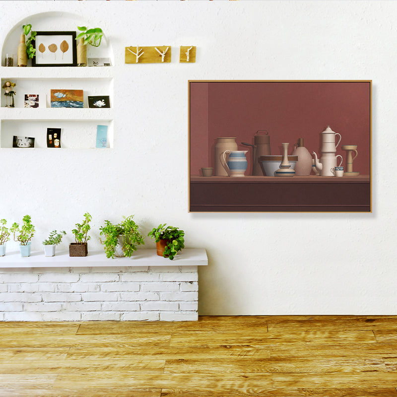 Brehn | Dunkel colorierte Töpferwaren Leinwand Kunst Stillleben Vintage texturiertes Gemälde für das Esszimmer
