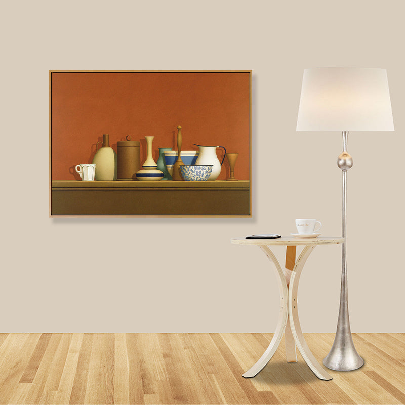 Brehn | Dunkel colorierte Töpferwaren Leinwand Kunst Stillleben Vintage texturiertes Gemälde für das Esszimmer