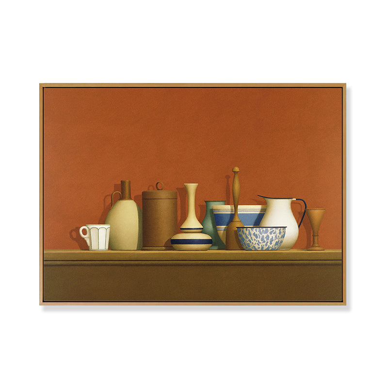 Brehn | Dunkel colorierte Töpferwaren Leinwand Kunst Stillleben Vintage texturiertes Gemälde für das Esszimmer