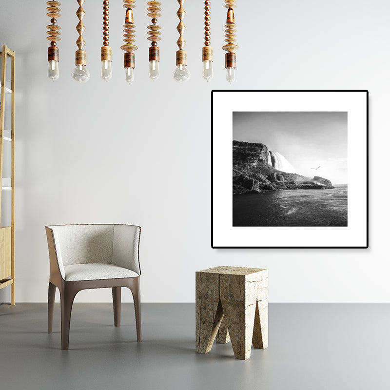 Brehn | Texturiertes Brückenwandkunst-Dekor Modern Nostalgische Landschaft Leinwanddruck in dunkler Farbe