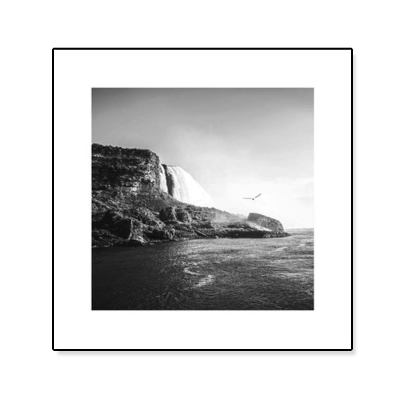 Brehn | Texturiertes Brückenwandkunst-Dekor Modern Nostalgische Landschaft Leinwanddruck in dunkler Farbe