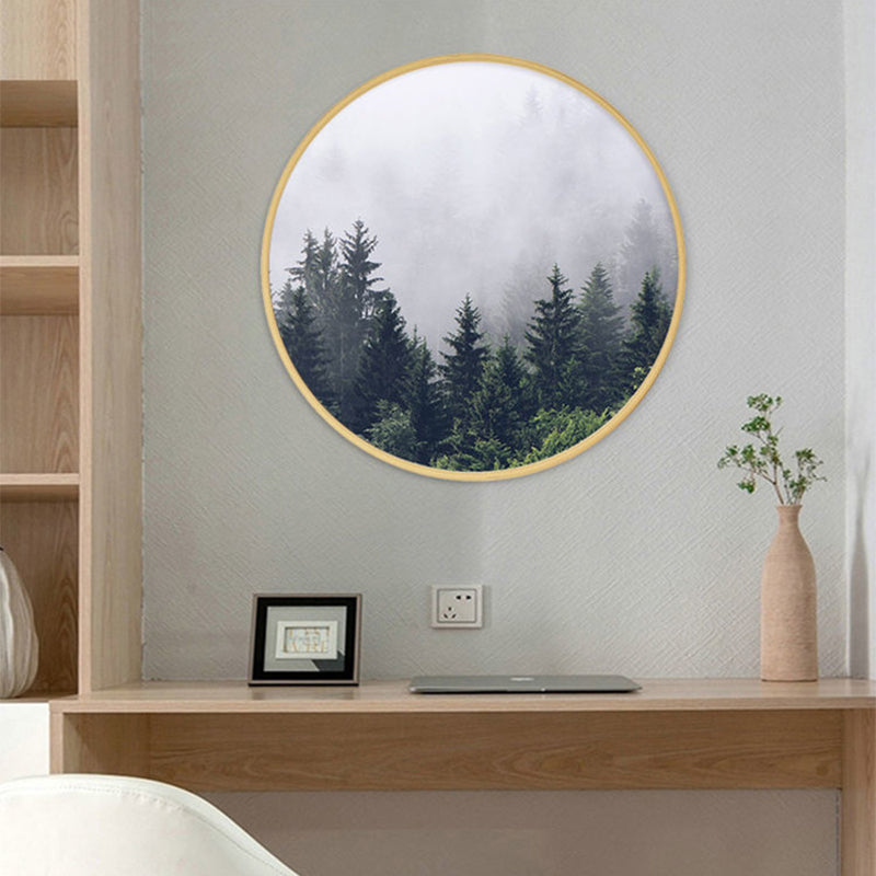 Brehn | Modern Nebeliger Berg Wandkunst Leinwand Texturiertes Pastellfarbenes Gemälde für das Wohnzimmer