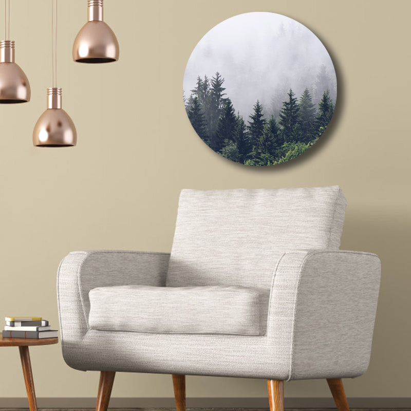 Brehn | Modern Nebeliger Berg Wandkunst Leinwand Texturiertes Pastellfarbenes Gemälde für das Wohnzimmer