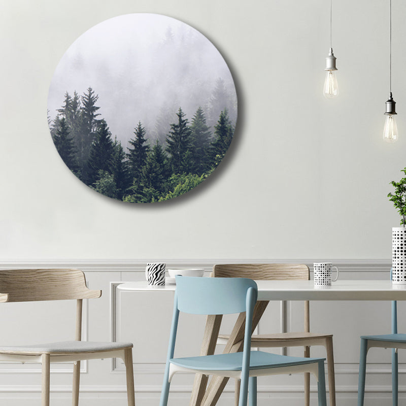 Brehn | Modern Nebeliger Berg Wandkunst Leinwand Texturiertes Pastellfarbenes Gemälde für das Wohnzimmer