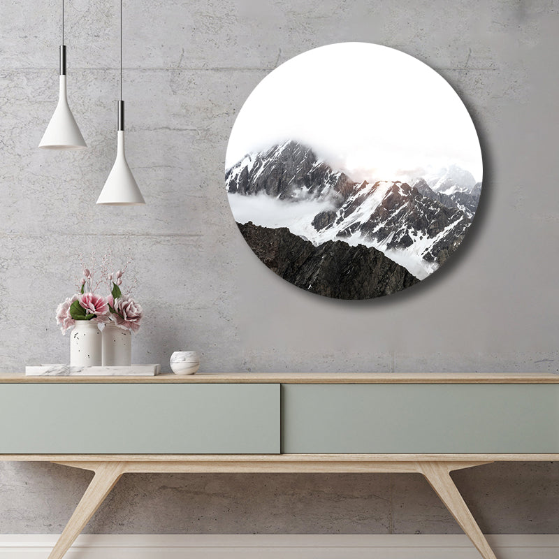 Brehn | Modern Nebeliger Berg Wandkunst Leinwand Texturiertes Pastellfarbenes Gemälde für das Wohnzimmer