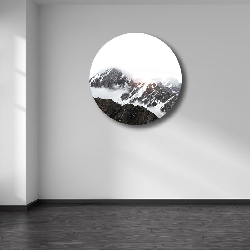 Brehn | Modern Nebeliger Berg Wandkunst Leinwand Texturiertes Pastellfarbenes Gemälde für das Wohnzimmer