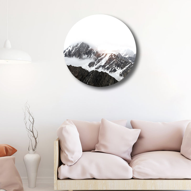 Brehn | Modern Nebeliger Berg Wandkunst Leinwand Texturiertes Pastellfarbenes Gemälde für das Wohnzimmer