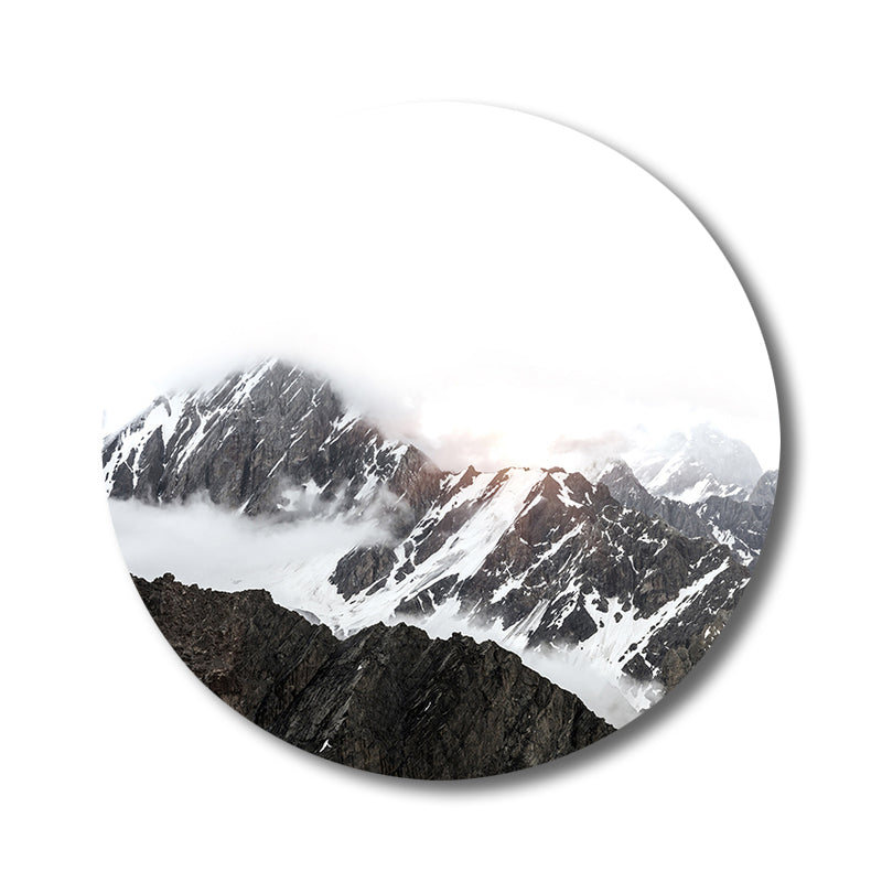 Brehn | Modern Nebeliger Berg Wandkunst Leinwand Texturiertes Pastellfarbenes Gemälde für das Wohnzimmer