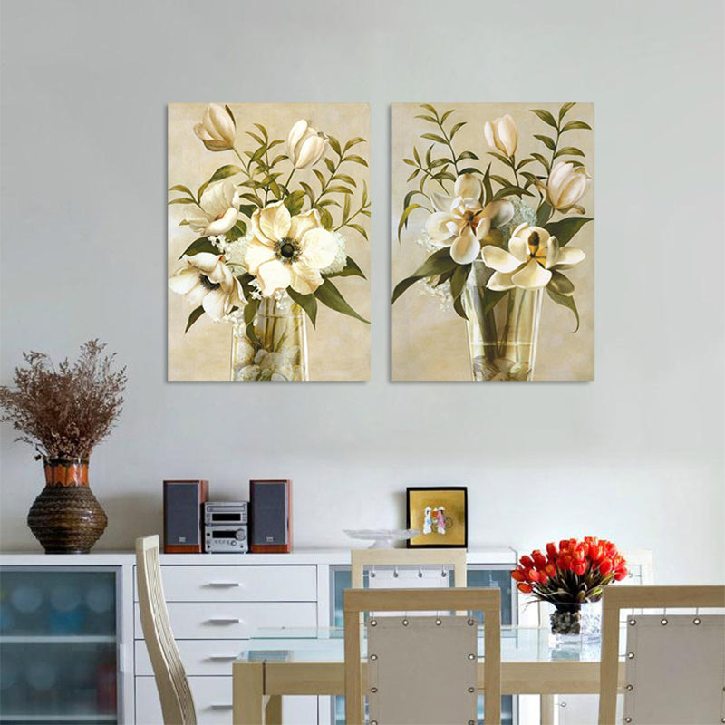 Brehn | Blumenmuster Wanddeko Zeitgenössische Texturierte Schlafzimmer Eingewickelte Leinwand, Verschiedene Größen