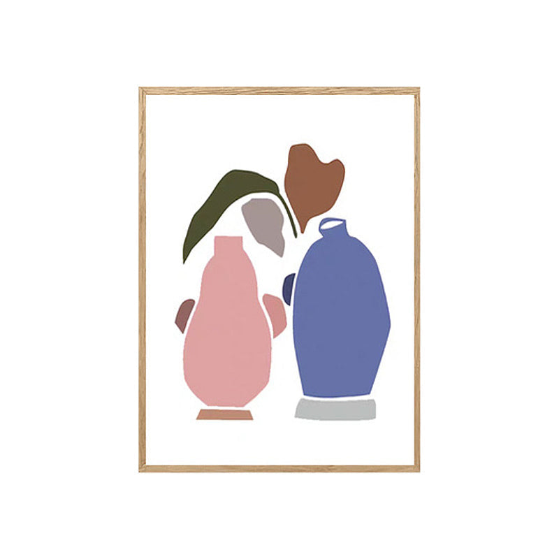 Brehn | Pastellfarbener nordischer Stil Leinwanddruck Vase und Blumen Wandkunst Dekor für die Küche