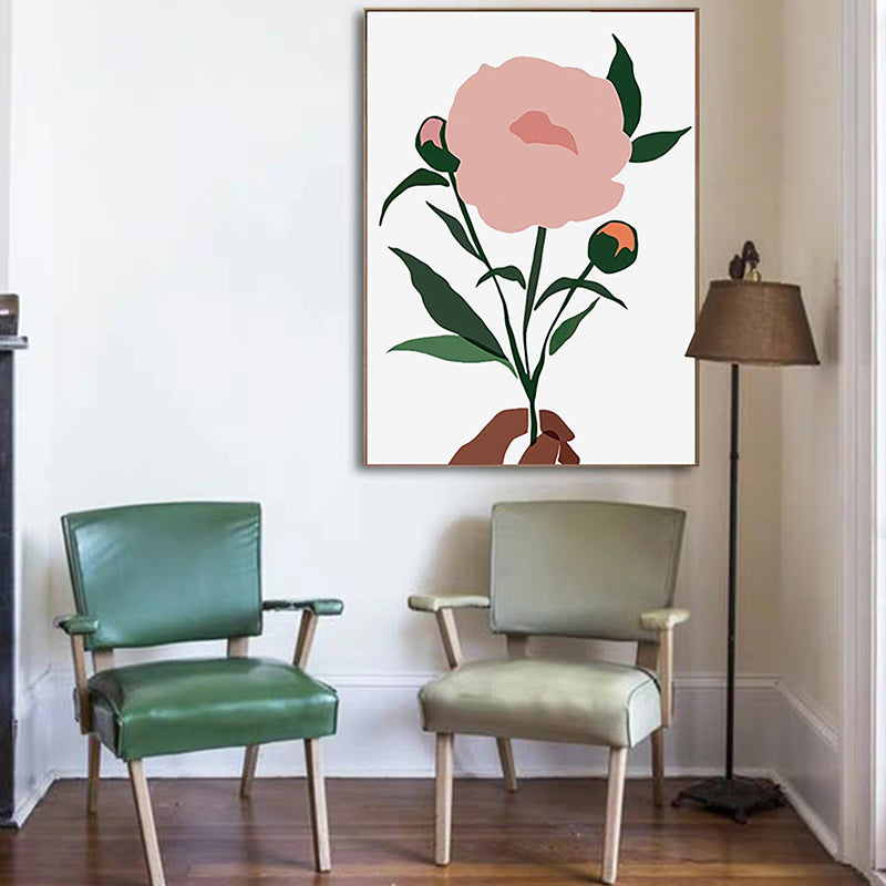 Brehn | Pastellfarbener nordischer Stil Leinwanddruck Vase und Blumen Wandkunst Dekor für die Küche