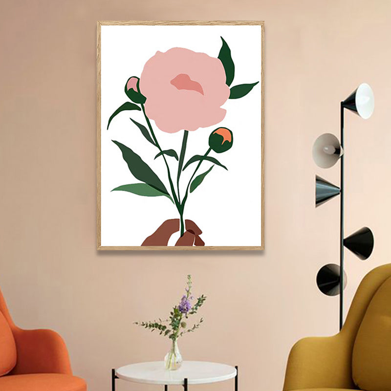 Brehn | Pastellfarbener nordischer Stil Leinwanddruck Vase und Blumen Wandkunst Dekor für die Küche