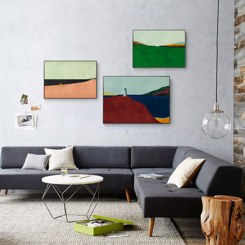 Brehn | Skandinavischer Stil Flachland Leinwanddruck Naturlandschaft Wandkunst Dekor in hellen Farben
