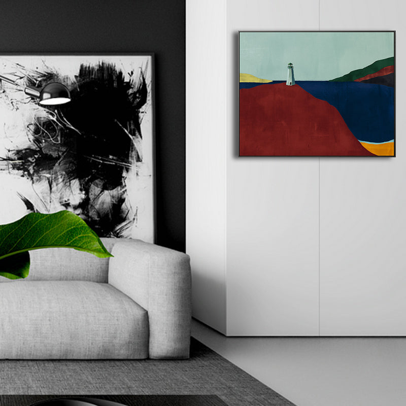 Brehn | Skandinavischer Stil Flachland Leinwanddruck Naturlandschaft Wandkunst Dekor in hellen Farben
