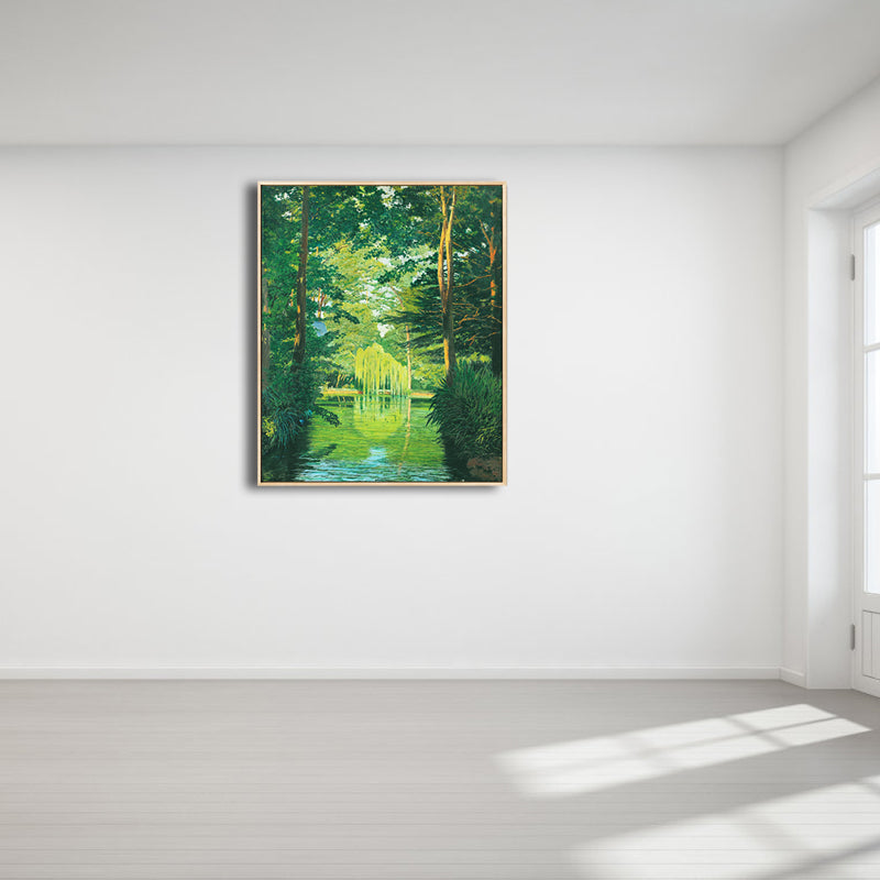 Brehn | Grüner Wald Wandkunstdruck Landschaft Impressionistischer Texturierter Leinwanddruck für Flur